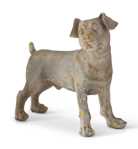 13.25 Inch Weathered Gray & Gold Resin Dog