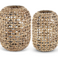13.5 Inch Natural Water Hyacinth Grass Lantern with Glass Votive