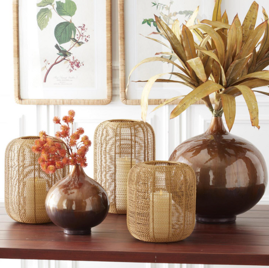 14 Inch Mustard Twisted Metal Candleholder