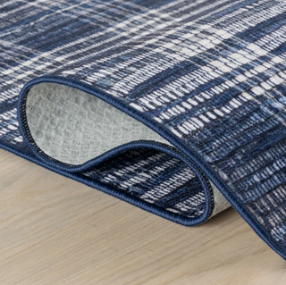 Denim Plaid Washable Rug
