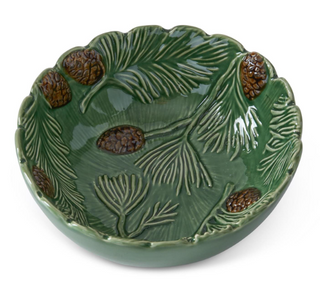 6.75 Inch Green Ceramic Pinecone Bowl
