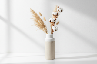 15.75 Inch Tall Ceramic Vase With Light Cream Glaze
