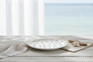Glazed Plate with Raised Polka Dots
