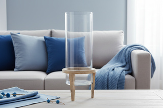 Large Glass Cylinders w/ 3 Leg Wood Stand
