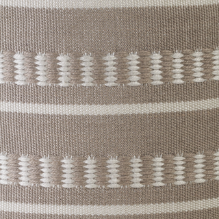 Dash and Stripe Geometric Indoor Outdoor Pouf Taupe/White
