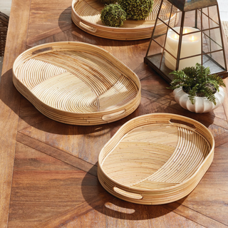 Jelani Cane Oval Trays   Set of 2
