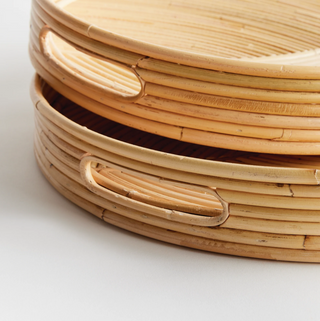 Jelani Cane Oval Trays   Set of 2
