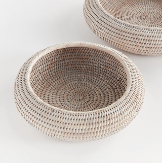 Burma Rattan Shallow Display Bowls   Set of 2
