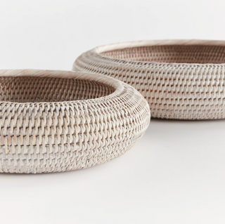Burma Rattan Shallow Display Bowls   Set of 2
