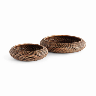 Burma Rattan Shallow Display Bowls   Set of 2
