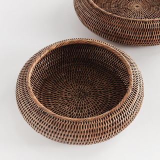 Burma Rattan Shallow Display Bowls   Set of 2
