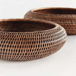 Burma Rattan Shallow Display Bowls   Set of 2

