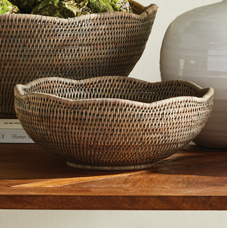 Burma Rattan Scalloped Edge Bowl
