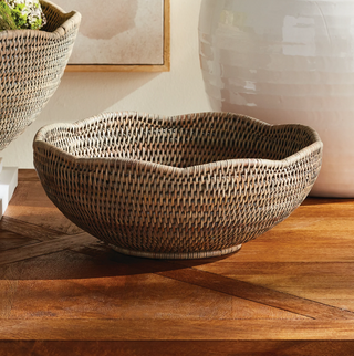 Burma Rattan Scalloped Edge Bowl

