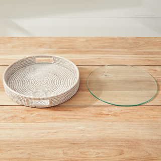 Burma Rattan Round Serving Tray
