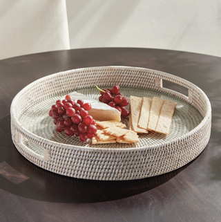 Burma Rattan Round Serving Tray
