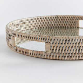 Burma Rattan Round Serving Tray
