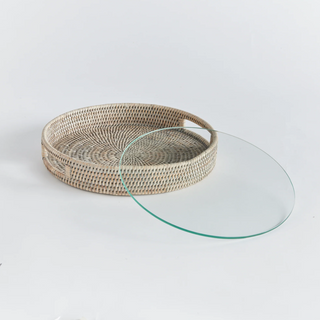 Burma Rattan Round Serving Tray
