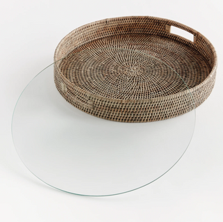 Burma Rattan Round Serving Tray

