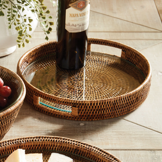 Burma Rattan Round Serving Tray
