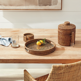 Burma Rattan Round Serving Tray
