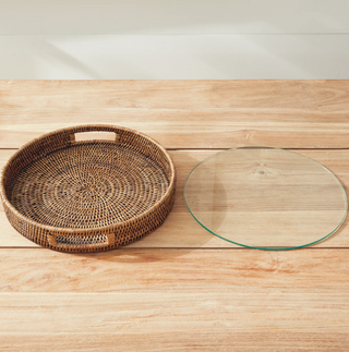 Burma Rattan Round Serving Tray
