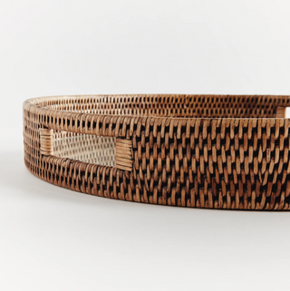 Burma Rattan Round Serving Tray
