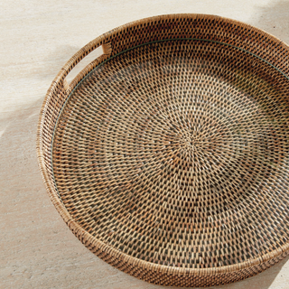 Burma Rattan Round Serving Tray
