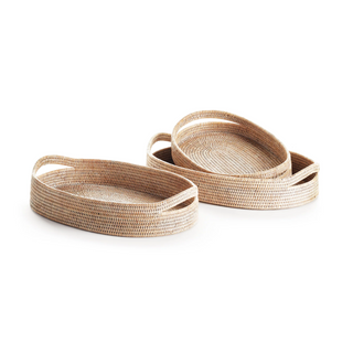 Burma Rattan Oval Serving Trays   Set of 3
