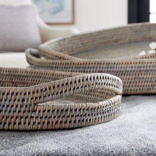 Burma Rattan Oval Serving Trays   Set of 3
