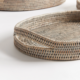 Burma Rattan Oval Serving Trays   Set of 3
