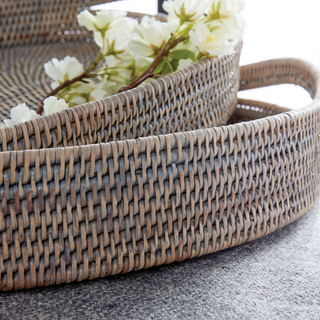 Burma Rattan Oval Serving Trays   Set of 3
