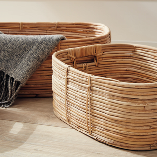 Cane Rattan Rectangular Baskets   Set of 3
