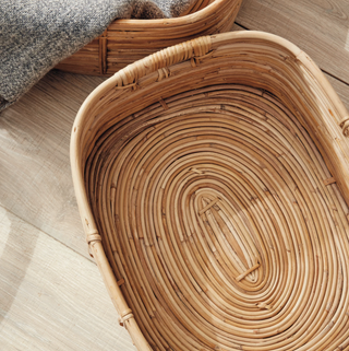 Cane Rattan Rectangular Baskets   Set of 3

