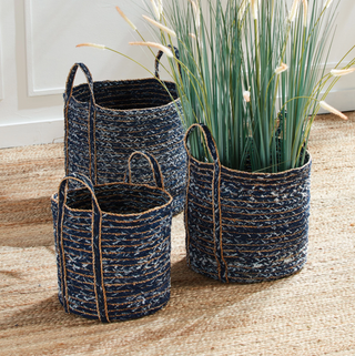 Denim Round Baskets   Set of 3
