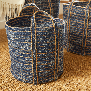 Denim Round Baskets   Set of 3
