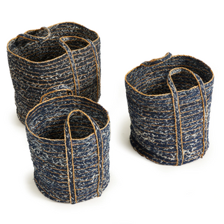 Denim Round Baskets   Set of 3
