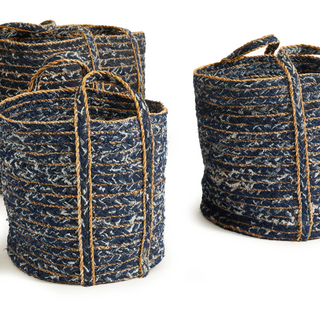 Denim Round Baskets   Set of 3
