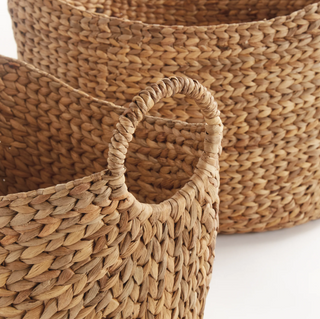 Josette Water Hyacinth Baskets with Handles   Set of 2
