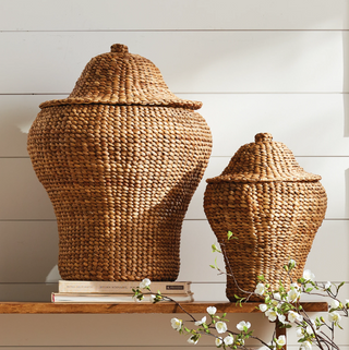 Water Hyacinth Ginger Jars   Set of 2
