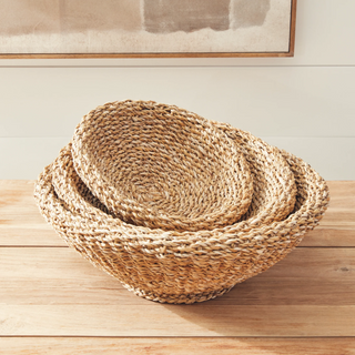 Seagrass Shallow Tapered Baskets   Set of 3
