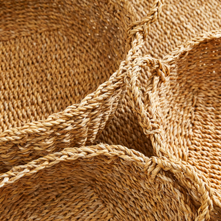 Seagrass Shallow Baskets with Handles   Set of 3
