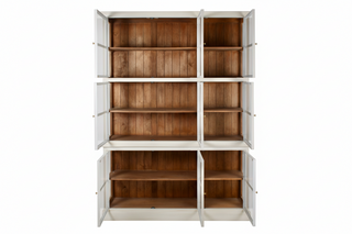 Two Tone Cabinet, White with Natural Paneling
