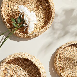 Abaca French Braided Baskets   Set of 2
