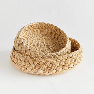 Abaca French Braided Baskets   Set of 2
