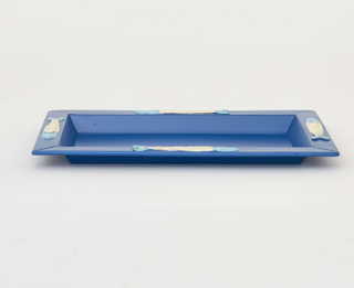 Rectangular Tray W/ Fish   Tin   Blue
