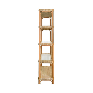 Hawthorn   Rattan Etagere with Seagrass Wrapped and Clear Glass Shelves
