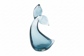 Whale Tail   Handblown Glass   Blue
