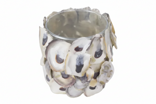 Set of 4   Oyster Shell Round Candle Holder

