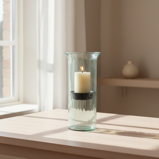 Original Glass Candle Cylinder w/ Rustic Insert   Large
